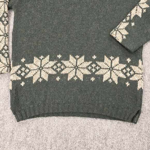 Vintage Woolrich Sweater Womens S Green Nordic Snowflake Wool USA Outdoor Knit - Picture 12 of 16